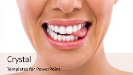  Presentation with perfect for corruption - Beautiful presentation theme featuring female biting tongue with perfect backdrop and a coral colored foreground