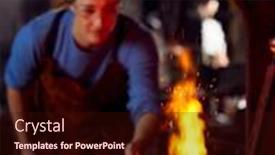  Presentation with flames - Colorful slide set enhanced with female-blacksmith-heating-metalwork backdrop and a wine colored foreground