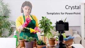  Presentation with growing up milk - Beautiful presentation theme featuring female blogger explaining houseplants growing backdrop and a  colored foreground