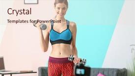  Presentation with blogger - Theme featuring female blogger recording sports video background and a  colored foreground