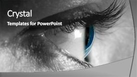  Presentation with human eye - Presentation theme enhanced with female blue eye close-up background and a dark gray colored foreground