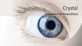  Presentation with eye - Cool new PPT theme with female blue eye looking backdrop and a soft green colored foreground