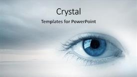  Presentation with blue earth eye - Cool new theme with female blue eye on cloudy backdrop and a  colored foreground