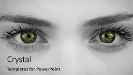  Presentation with blue eyes - Colorful presentation theme enhanced with female blue eyes against spiral backdrop and a light gray colored foreground