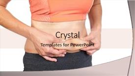  Presentation with body fat - Beautiful PPT theme featuring female body fat on her abdomen weight loss diet and health backdrop and a coral colored foreground