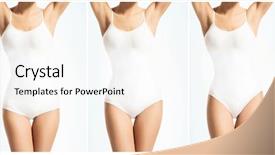  Presentation with health diet - PPT theme consisting of female body in white swimsuit background and a white colored foreground