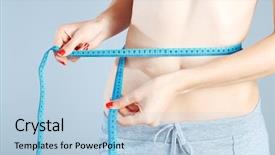  Presentation with measurement - Presentation theme enhanced with female body with a measurement tape background and a light blue colored foreground