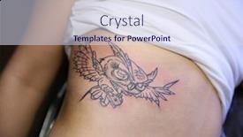  Presentation with tattoo - Theme enhanced with female body with bird tattoo closeup background and a sky blue colored foreground