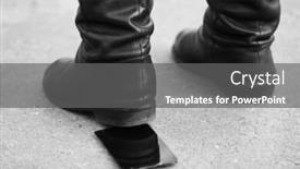  Presentation with crushing - Presentation theme enhanced with female-boots-crushing-a-mobile background and a gray colored foreground