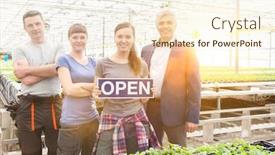  Presentation with female - Colorful presentation theme enhanced with female-botanist-holding-placard backdrop and a cream colored foreground