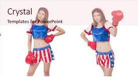  Presentation with boxer - Presentation theme consisting of female boxer isolated on white background and a lemonade colored foreground