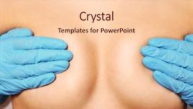  Presentation with rubber gloves - PPT layouts having female breasts covered with hands background and a  colored foreground