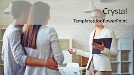  Presentation with realtor - PPT layouts having female broker consulting young couple background and a light gray colored foreground