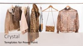  Presentation with brown leather - Cool new theme with female-brown-leopard-pattern-clothes backdrop and a coral colored foreground