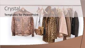  Presentation with brown leather - Beautiful PPT theme featuring female-brown-leopard-pattern-clothes backdrop and a soft green colored foreground