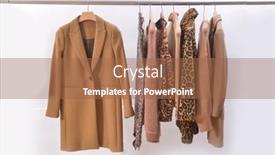  Presentation with pattern - PPT theme consisting of female-brown-leopard-pattern-clothes background and a coral colored foreground