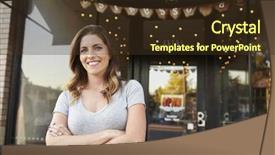 Presentation with female - PPT theme consisting of female business owner stands outside background and a tawny brown colored foreground