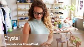  Presentation with clothes shop - Amazing presentation theme having female business owner using tablet backdrop and a coral colored foreground