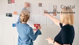  Presentation with intern - PPT theme consisting of female-business-owner-with-intern background and a soft green colored foreground