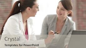  Presentation with joint - PPT theme featuring female business partners to discuss joint project background and a light gray colored foreground