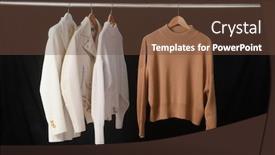  Presentation with formal jacket - Presentation theme having female-business-suit-formal-jacket background and a tawny brown colored foreground