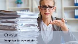  Presentation with accountant - Beautiful presentation theme featuring female-businesswoman-boss-accountant-working backdrop and a light blue colored foreground