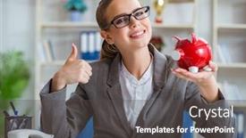  Presentation with accountant - Cool new theme with female-businesswoman-boss-accountant-working backdrop and a dark gray colored foreground