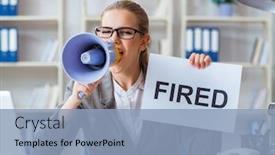  Presentation with accountant - Audience pleasing presentation theme consisting of female-businesswoman-boss-accountant-working backdrop and a light blue colored foreground