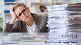  Presentation with accountant - Amazing presentation theme having female-businesswoman-boss-accountant-working backdrop and a sky blue colored foreground