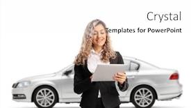  Presentation with digital car - Colorful presentation design enhanced with female-car-dealer-using backdrop and a white colored foreground