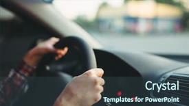  Presentation with woman car driver map - Slide deck with female car driver beginner clung background and a  colored foreground