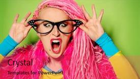  Presentation with bright - Slides with female caricature - modern pin-up girl in bright background and a  colored foreground