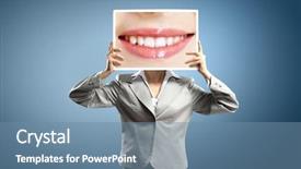  Presentation with duct tape on lips censorship - Audience pleasing slides consisting of female caricature - unrecognizable businesswoman holding big photo backdrop and a seafoam green colored foreground