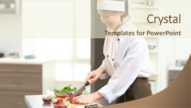  Presentation with cooking chef - Presentation featuring female chef cooking in kitchen background and a  colored foreground