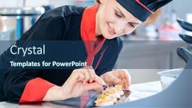  Presentation with black ceramic - Presentation design having female-chef-seasoning-a-finished background and a ocean colored foreground