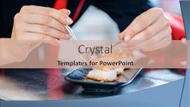  Presentation with black ceramic - PPT layouts enhanced with female-chef-seasoning-a-finished background and a coral colored foreground