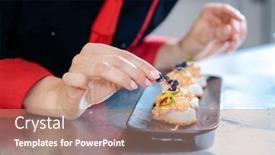  Presentation with black ceramic - Slides having female-chef-seasoning-a-finished background and a coral colored foreground