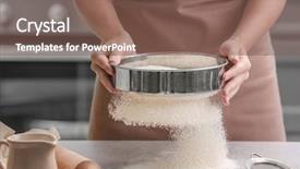  Presentation with anatomy female reproductive organ - Beautiful presentation featuring female chef sifting flour onto backdrop and a  colored foreground