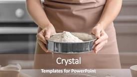  Presentation with flour - Theme featuring female chef sifting flour onto background and a  colored foreground