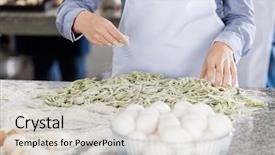 Presentation with commercial - Beautiful presentation featuring female chef sprinkling flour backdrop and a lemonade colored foreground
