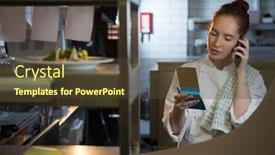  Presentation with order - Beautiful PPT theme featuring female-chef-taking-an-order backdrop and a tawny brown colored foreground