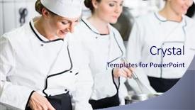  Presentation with canteen - Beautiful presentation featuring female chefs at work backdrop and a  colored foreground