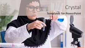  Presentation with hijab - Presentation with female-chemist-in-hijab-working background and a soft green colored foreground
