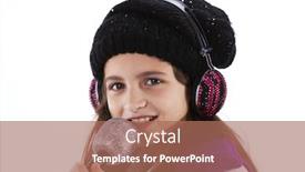  Presentation with mic - PPT theme enhanced with female child singing with a mic and headphones background and a coral colored foreground