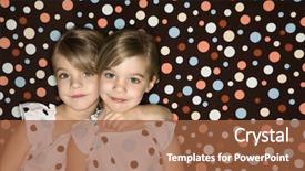  Presentation with children - Audience pleasing presentation consisting of female children caucasian twins looking backdrop and a red colored foreground