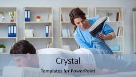  Presentation with chiropractor - Slide set featuring female chiropractor doctor massaging male background and a light blue colored foreground