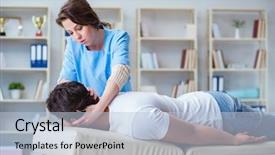  Presentation with chiropractor - Slides having female chiropractor doctor massaging male background and a light blue colored foreground
