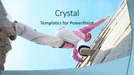  Presentation with mountain - Colorful theme enhanced with female climber ascending the mountain backdrop and a cool aqua colored foreground