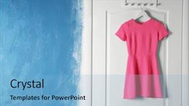  Presentation with door lock system - PPT layouts consisting of female clothes hanging on door background and a light blue colored foreground