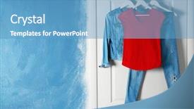  Presentation with hanging light standout - PPT theme with female clothes hanging on door background and a teal colored foreground